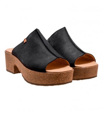 El Naturalista Leather sandals N5892 Arbequina black -height heel: 7cm