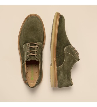 El Naturalista N5952 Jedwabne zamszowe buty z zielonej skóry