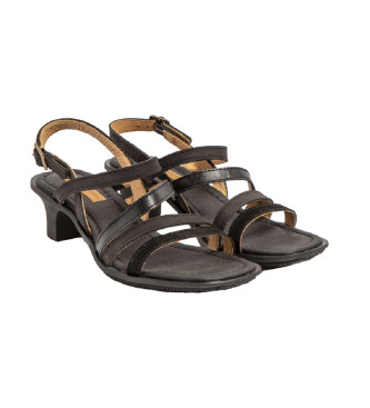 El Naturalista Leather Sandals N5993 Igusa black -Height wedge 5cm