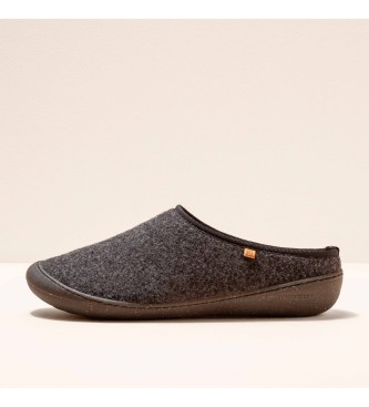 El Naturalista Wool Black Home grey slippers