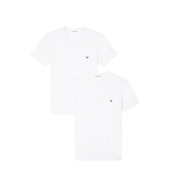 Emporio Armani Set of 2 white elastic knit V-neck loungewear t-shirts