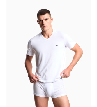 Emporio Armani Set of 2 white elastic knit V-neck loungewear t-shirts
