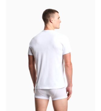 Emporio Armani Set of 2 white elastic knit V-neck loungewear t-shirts
