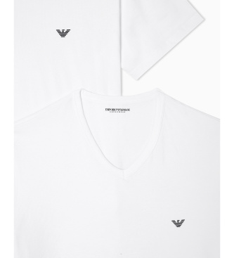 Emporio Armani Set of 2 white elastic knit V-neck loungewear t-shirts