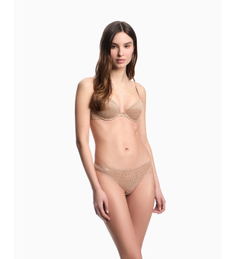 Emporio Armani Paquete de 2 braguitas brasileas inscripcin integral beige