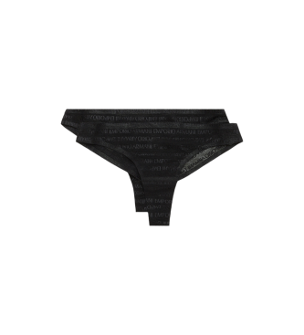 Emporio Armani Pakke med 2 genbrugslaminerede mesh-brazilian knickers med sort ASV-logoindskrift