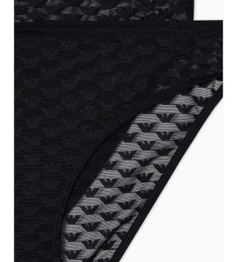 Emporio Armani Set di 2 mutandine nere All Over Eagle Mesh