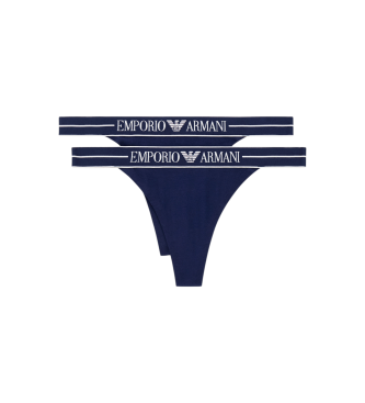 Emporio Armani Set di 2 perizomi blu navy semplici