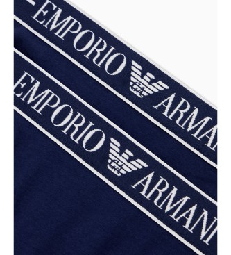 Emporio Armani Set di 2 perizomi blu navy semplici