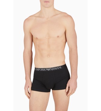 Emporio Armani CONFEZIONE DA DUE BOXER IN COTONE A COSTINE CON BANDA LOGATA Nero