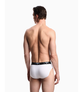 Emporio Armani Set de tres slips de punto elstico blanco