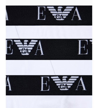 Emporio Armani Set de tres slips de punto elstico blanco
