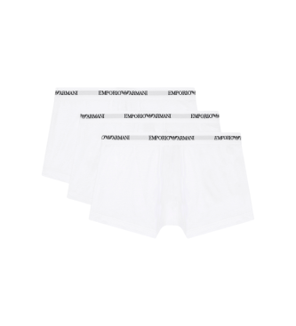 Emporio Armani Set of 3 Essential white cotton elastic knit Boxers