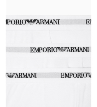 Emporio Armani Set of 3 Essential white cotton elastic knit Boxers