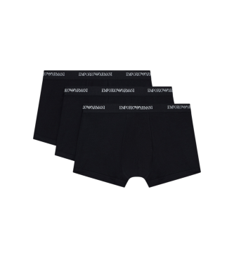 Emporio Armani Set of 3 Essential black cotton elastic knit Boxers