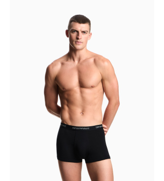 Emporio Armani Set of 3 Essential black cotton elastic knit Boxers