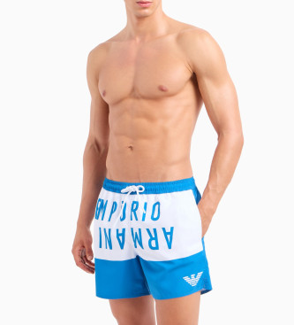 Emporio Armani Zweifarbiger blauer Badeanzug