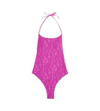 Emporio Armani Fato de banho em malha jacquard cor-de-rosa