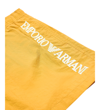 Emporio Armani Baddrktsshorts med vertikalt broderad logotyp i gult