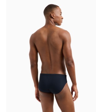 Emporio Armani Pique fabric briefs with navy satin label