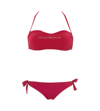 Emporio Armani Brazilian bikini Studs lycra red