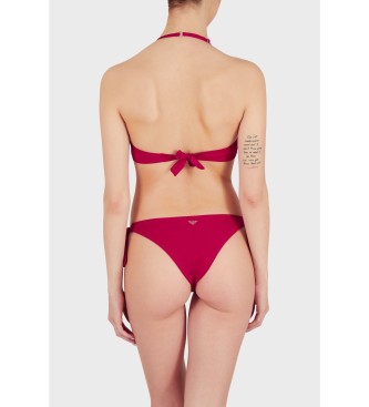 Emporio Armani Bikini brasiliano con borchie in lycra rossa