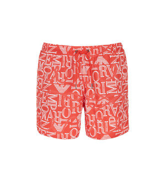 Emporio Armani Swimming costume shorts with small red logo pattern