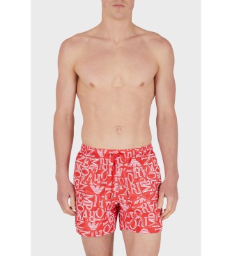 Emporio Armani Swimming costume shorts with small red logo pattern