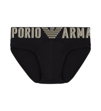 Emporio Armani Calzoncillo slip de algodn orgnico con megalogotipo ASV negro
