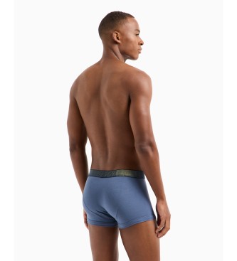 Emporio Armani Calzoncillo bxer de algodn orgnico con banda con logotipo brillante ASV azul