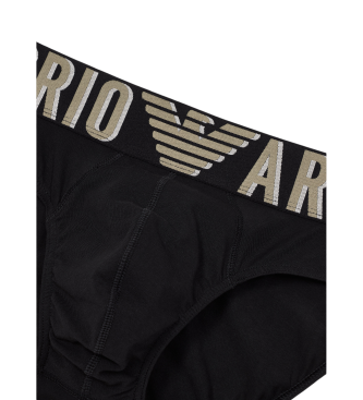 Emporio Armani Calzoncillo slip de algodn orgnico con megalogotipo ASV negro