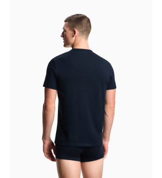 Emporio Armani Set van 2 huisshirts van elastische stof met V-hals in marineblauw