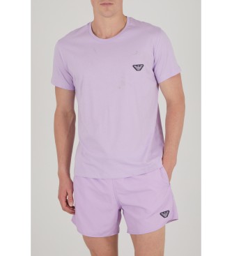 Emporio Armani T-shirt viola con toppa dell'Aquila