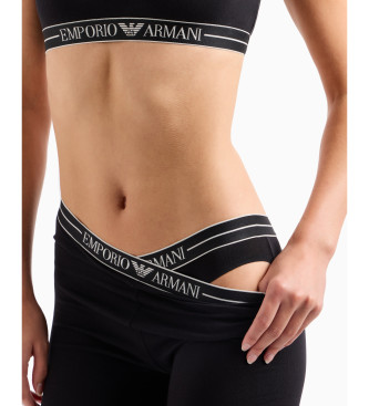 Emporio Armani Hlačne nogavice s črto z logotipom ASV črne barve