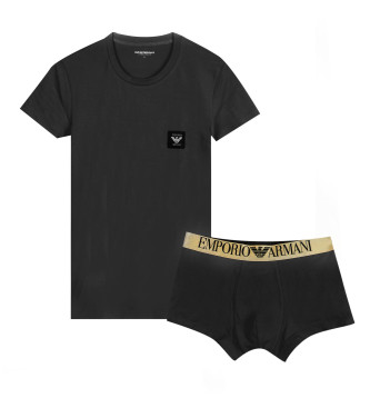 Emporio Armani Schwarzes T-Shirt und Boxer-Set