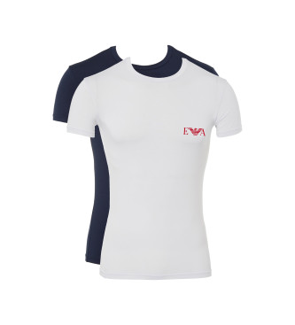 Emporio Armani Pack 2 T-shirts avec monogramme blanc, marine