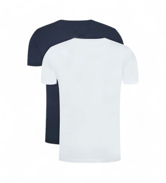 Emporio Armani Pack 2 T-shirts com monograma branco, azul marinho