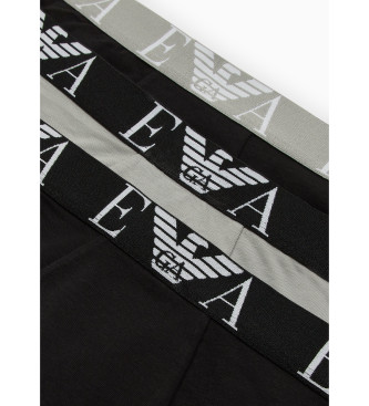 Emporio Armani Pack 3 boxers lisos preto, cinzento