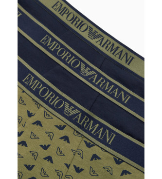 Emporio Armani Confezione da 3 boxer con logo blu scuro, verde