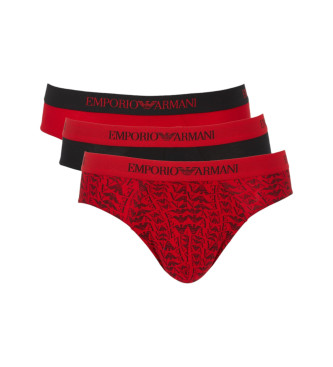 Emporio Armani 3er Pack Rot bedruckte Slips