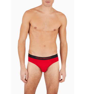 Emporio Armani Pack 3 Red Printed Briefs