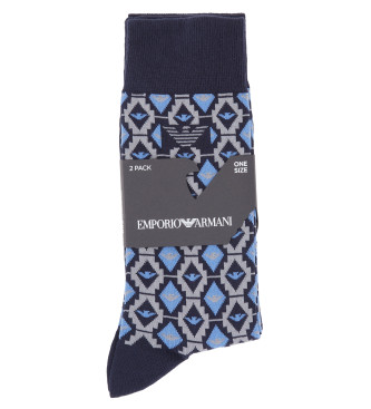 Emporio Armani Packung mit 2 Paar marineblauen bedruckten Socken