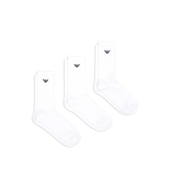 Emporio Armani Conjunto de 3 cales de meias brancas