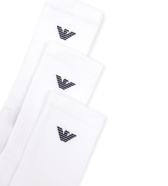 Emporio Armani Conjunto de 3 cales de meias brancas