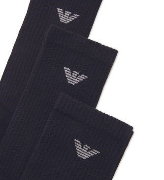 Emporio Armani 3er-Pack marineblaue kurze Socken
