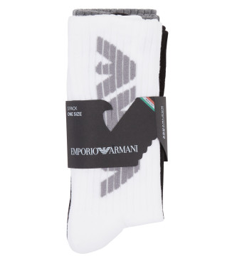 Emporio Armani Packung mit 3 Paar einfarbigen Socken wei, schwarz, grau