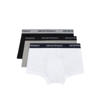 Emporio Armani Frpackning med tre vita, svarta, gr boxershorts