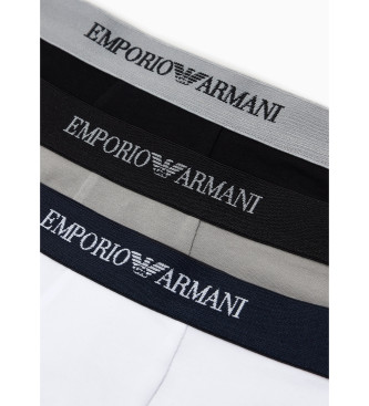 Emporio Armani Frpackning med tre vita, svarta, gr boxershorts