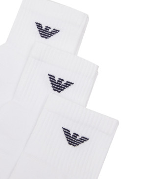 Emporio Armani Pack de 3 calcetines tobilleros blancos