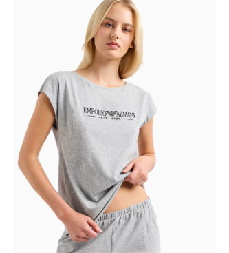 Emporio Armani Pigiama con maglietta grigia e pantaloncini  